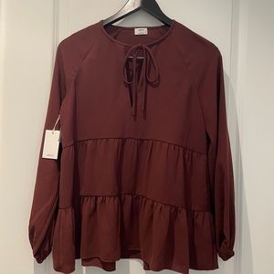Aritzia Wilfred Odette Blouse in Truffle (Size XS)